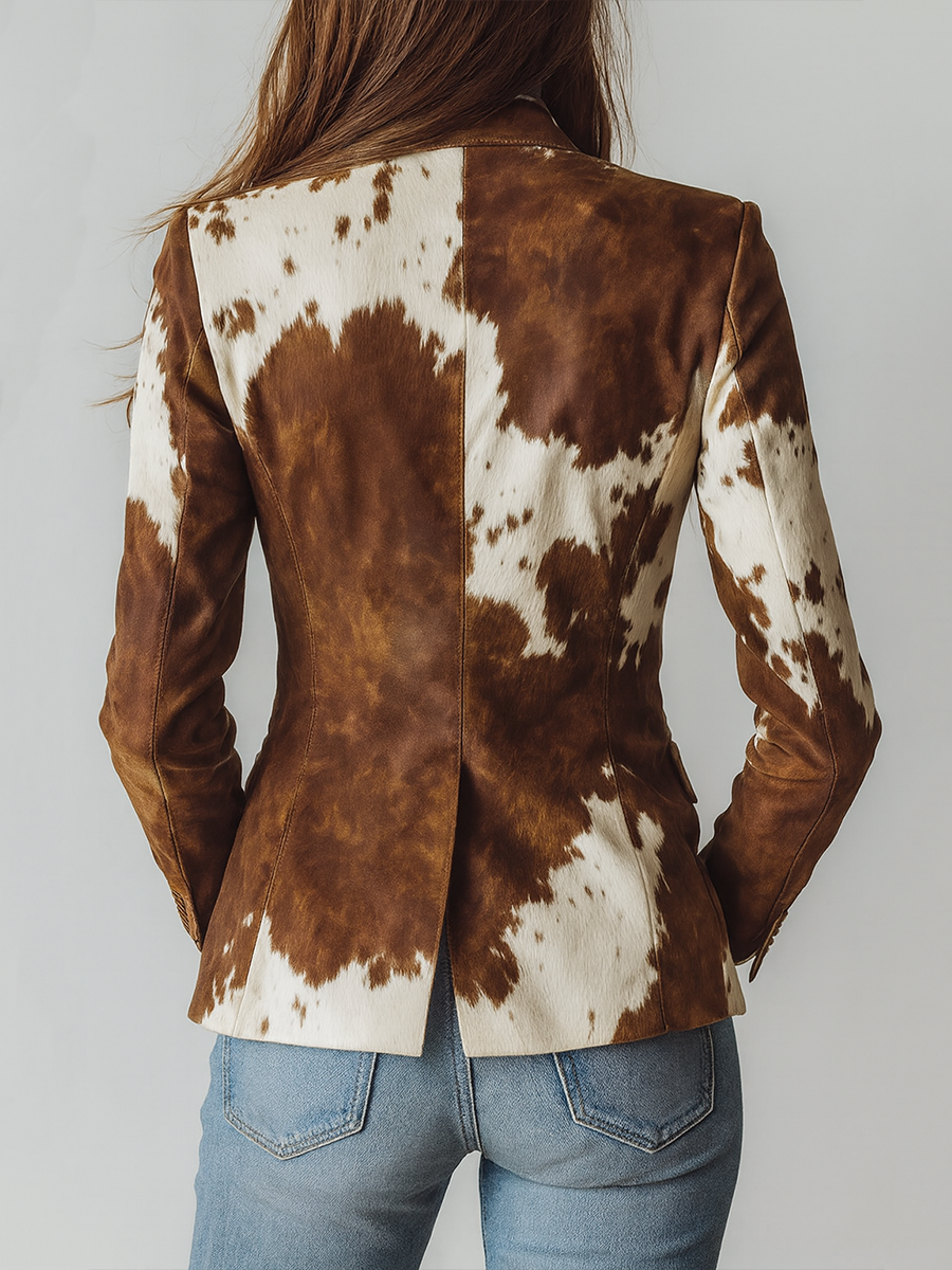 Agathe | Blazer met koeienpatroon