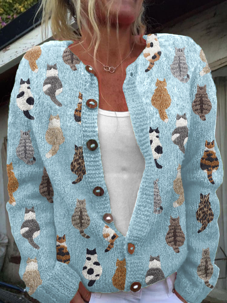 Charlotte™ | Gezellige Kattenprint Cardigan
