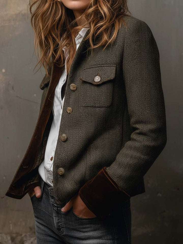 Honorine | Blazer met contrasterend chevronpatroon