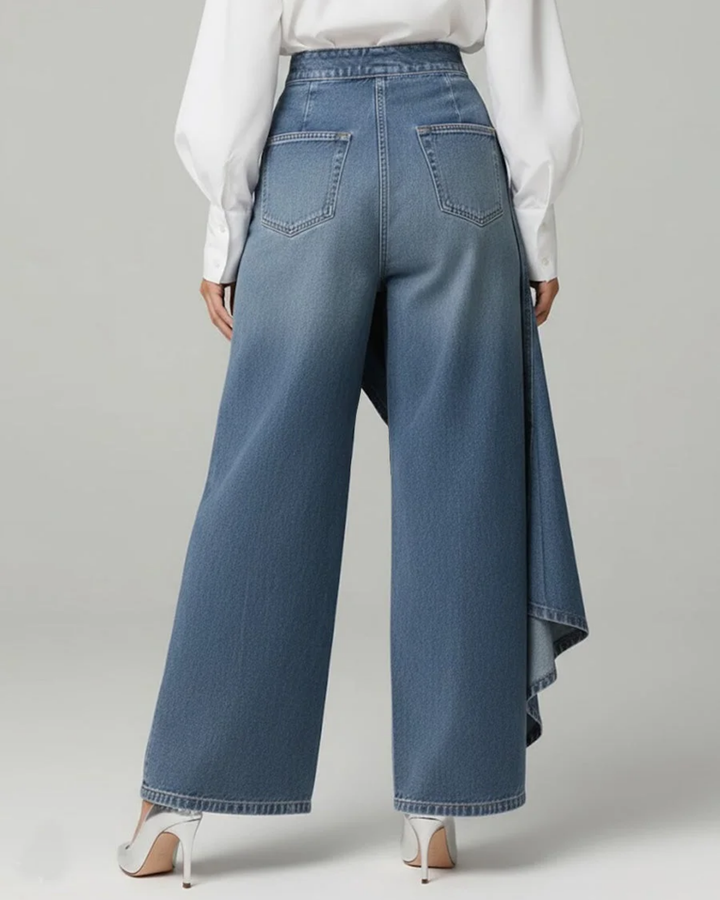 Audrey™ | Denim broek met knoop