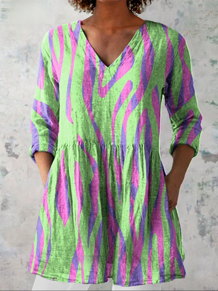 Mira | Lange Blouse met een uitdrukkelijk patroon
