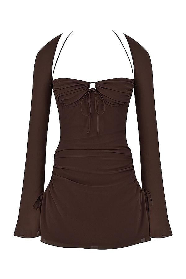 Serena | Halter mini jurk van chiffon met elegante uitsnijding