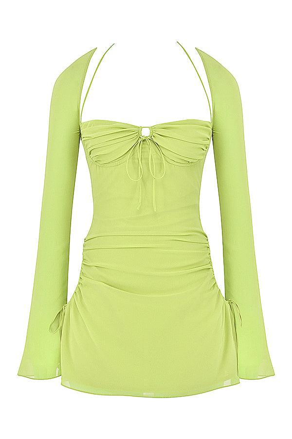 Serena | Halter mini jurk van chiffon met elegante uitsnijding