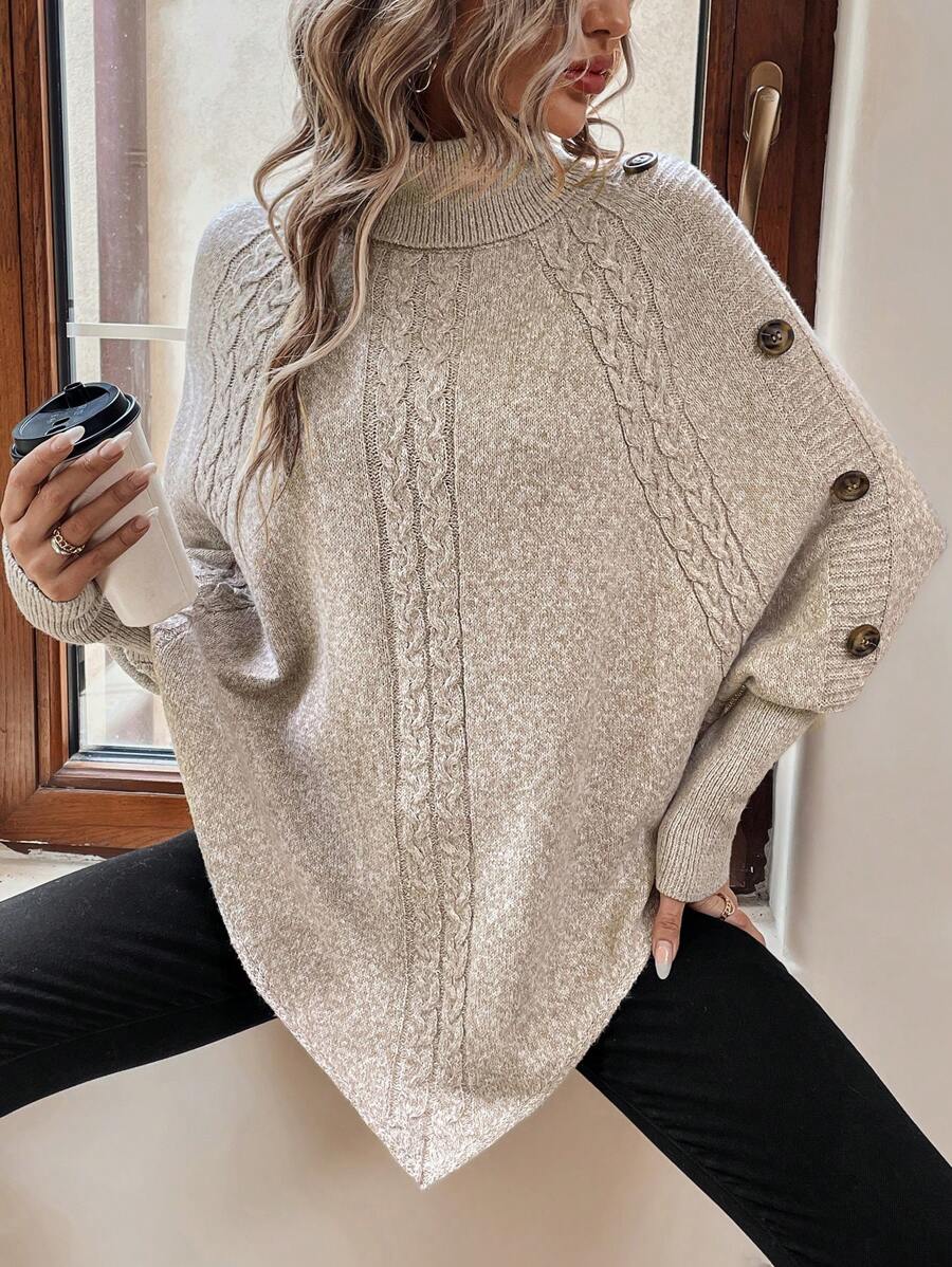 Alexis™ | Asymmetrische Poncho met Hoge Hals