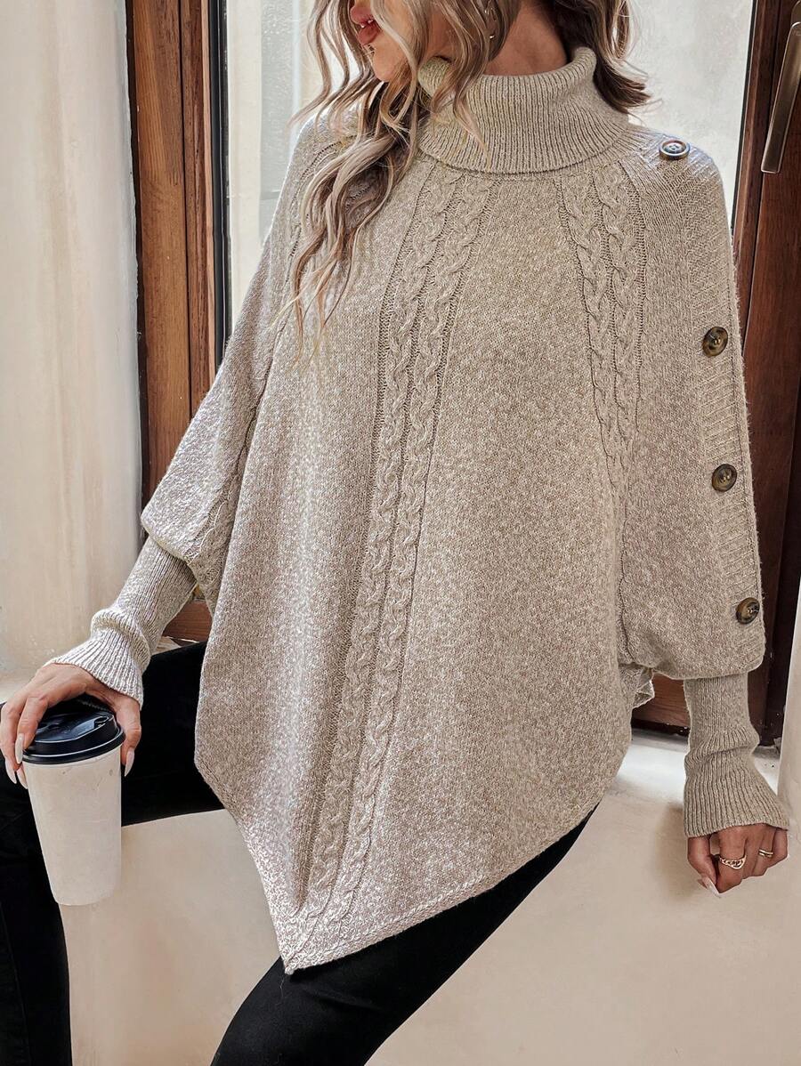 Alexis™ | Asymmetrische Poncho met Hoge Hals