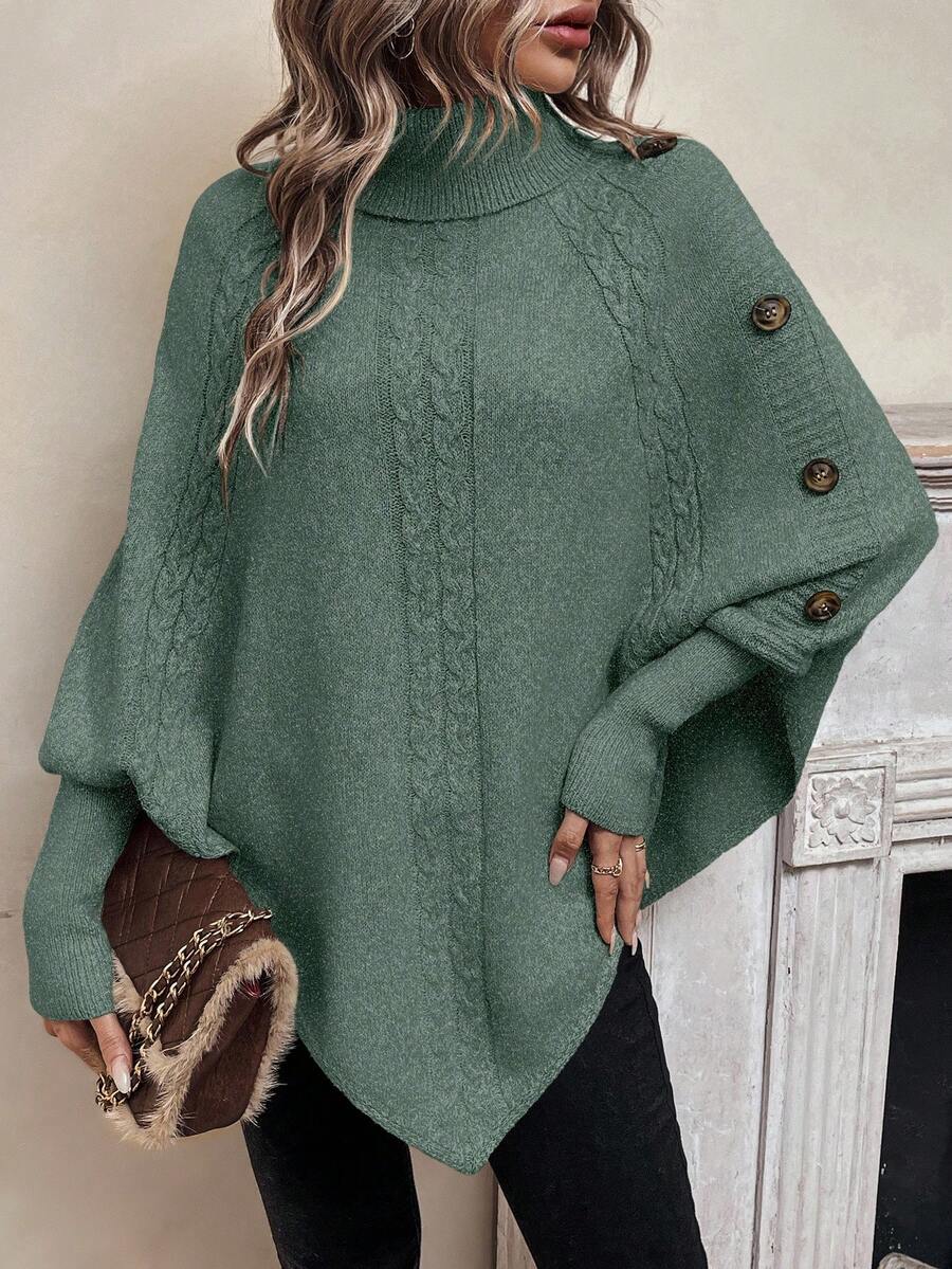 Alexis™ | Asymmetrische Poncho met Hoge Hals
