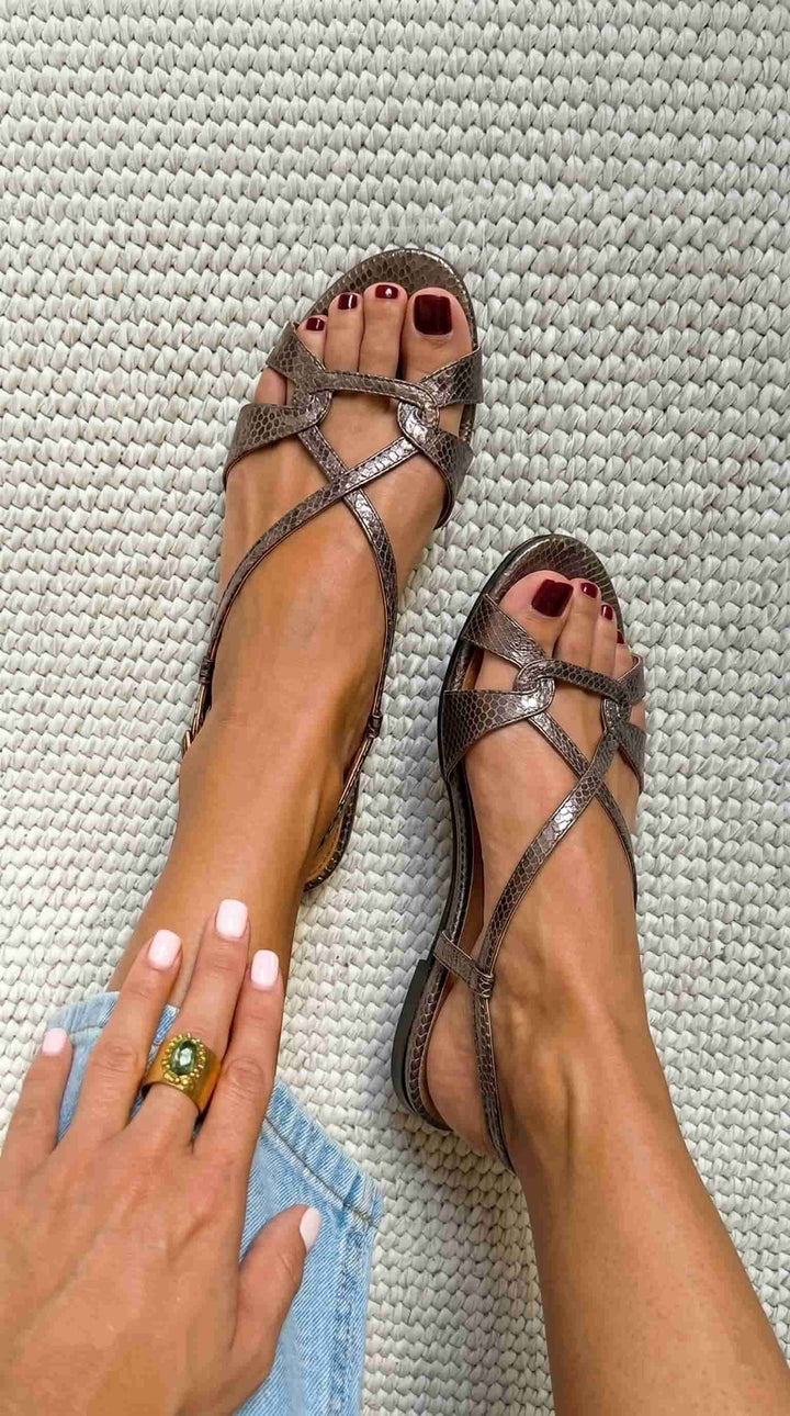 Elena | Elegante Slingback Sandalen met Slangenprint