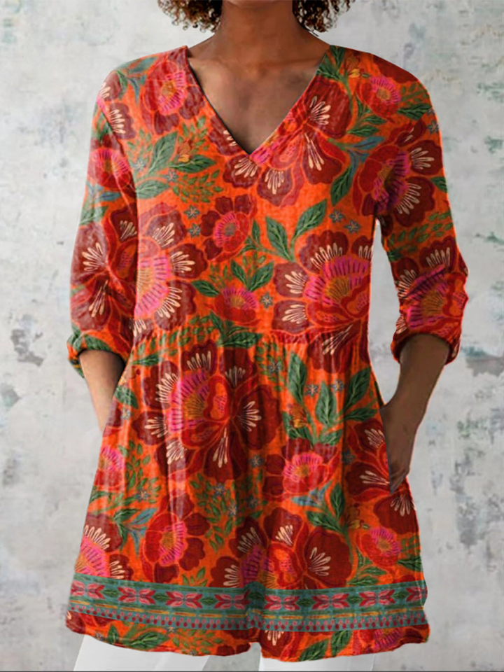 Kaia | Lange Blouse met Expressief Patroon