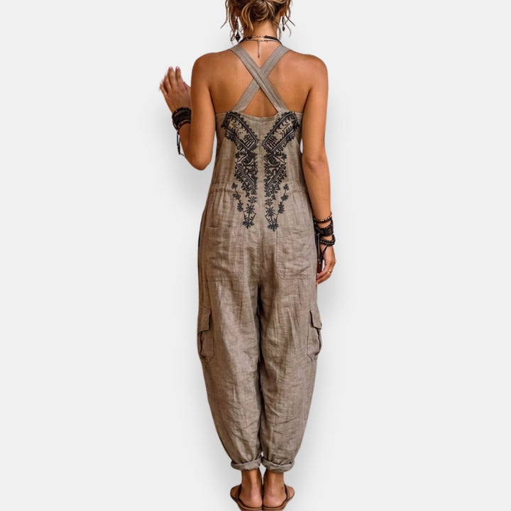 Linda | Boheemse geborduurde jumpsuit