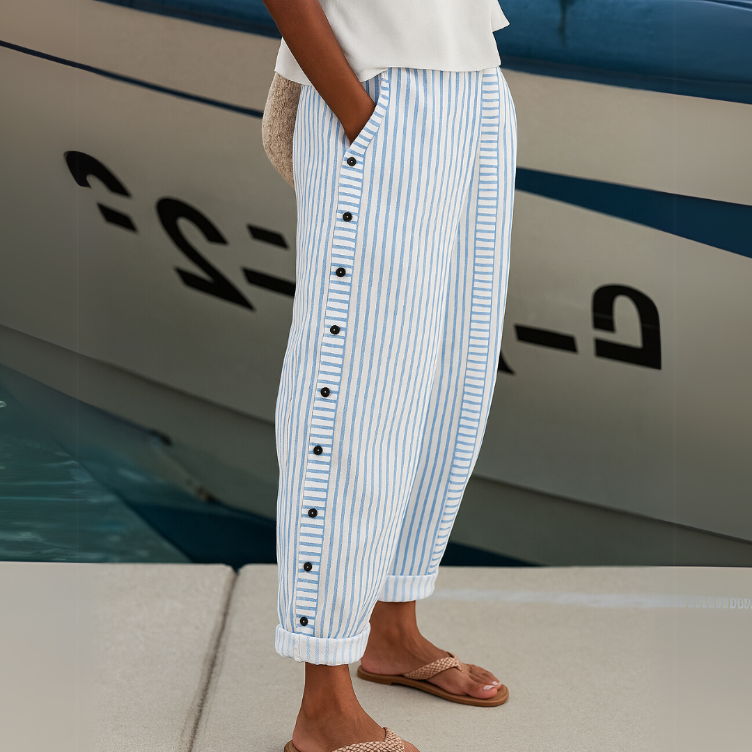 REA | COMFORTABLE GESTREEPTE CASUAL BROEKEN