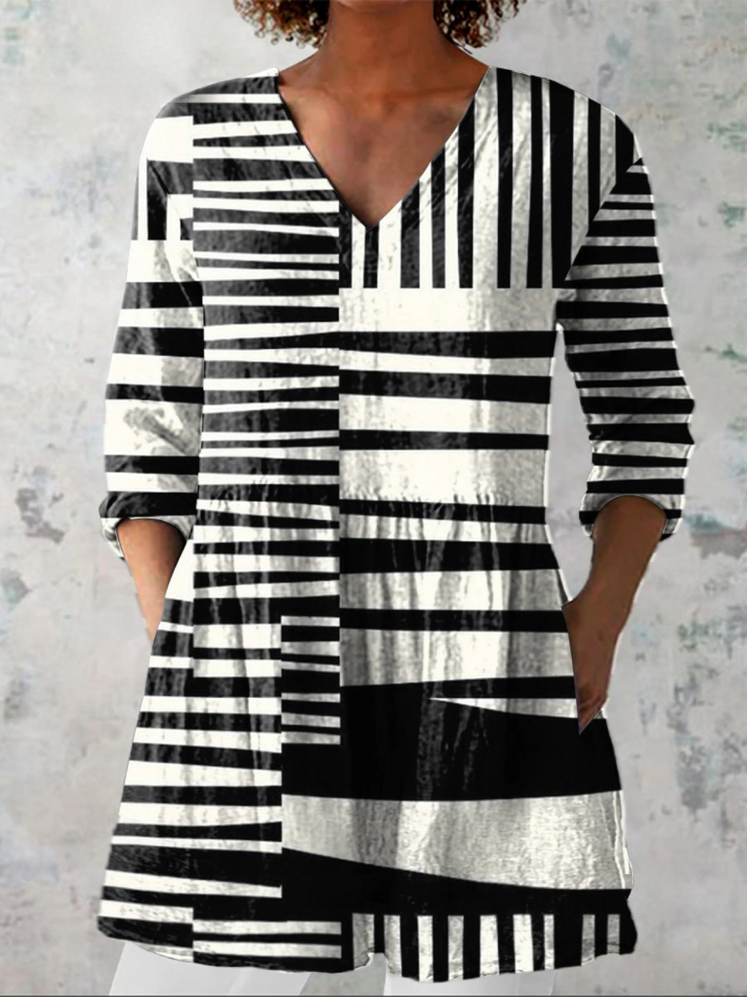 Quinn | Lange Blouse met Uitgesproken Patroon
