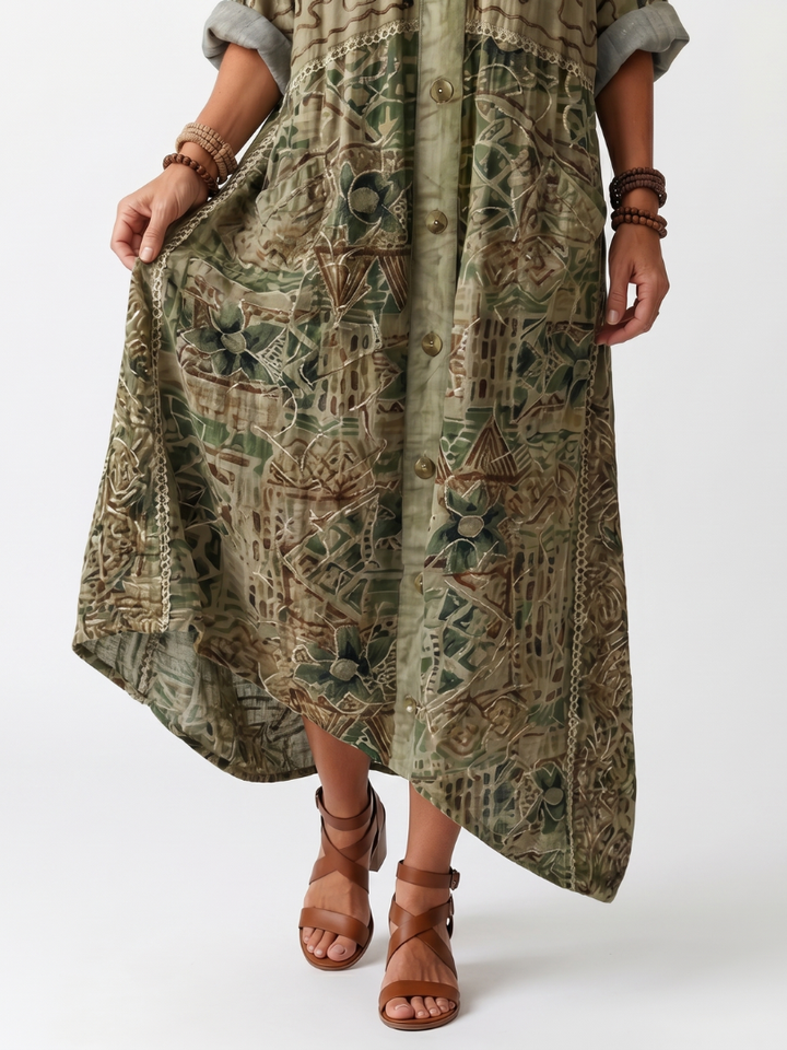 Aletta | Oversized midi-jurk met knoopsluiting en zakken