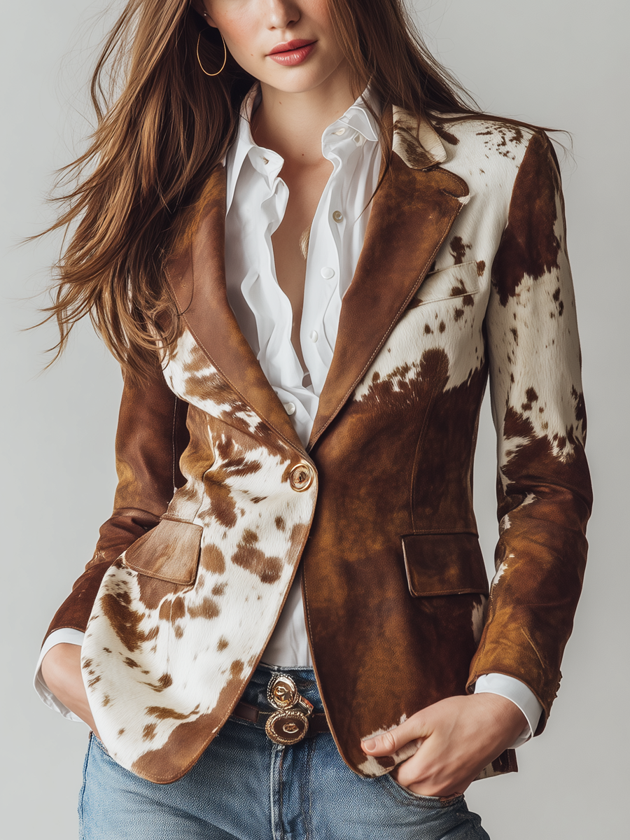 Agathe | Blazer met koeienpatroon