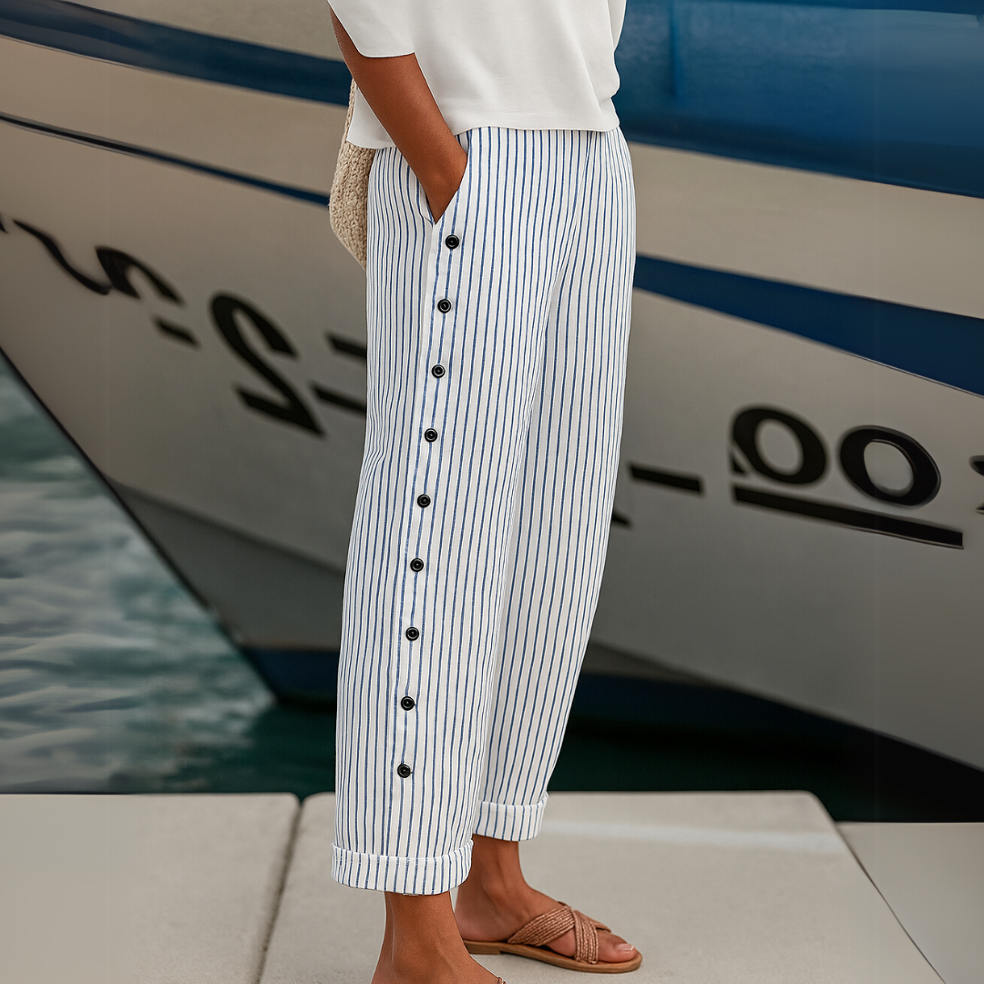 REA | COMFORTABLE GESTREEPTE CASUAL BROEKEN