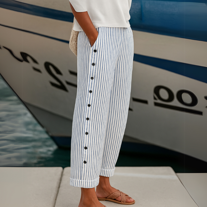 REA | COMFORTABLE GESTREEPTE CASUAL BROEKEN