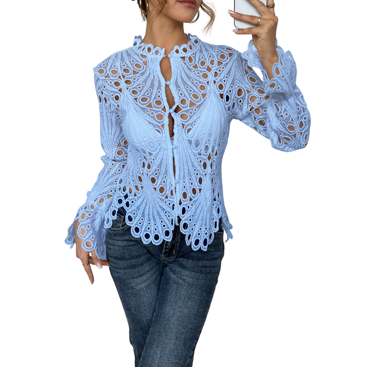 SARAH™ – Moderne Holle Detail Blouse