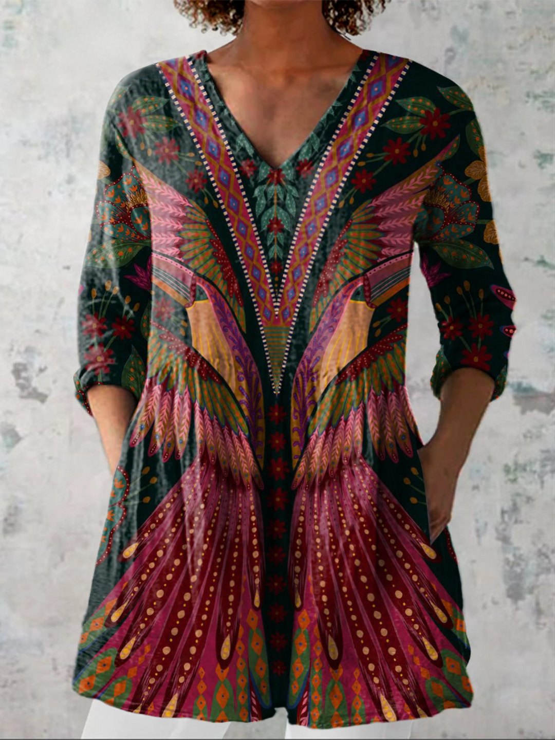 Mila | Lange Blouse met opvallend patroon