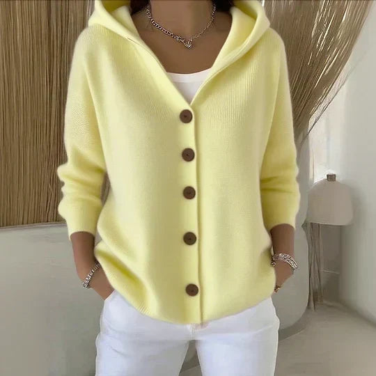 Darienne™ | Gebreide Cardigan met Kap en Knopen
