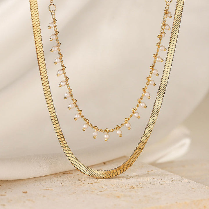 Marizanne | Luxe Slangen Choker & Parel Sieraad Set