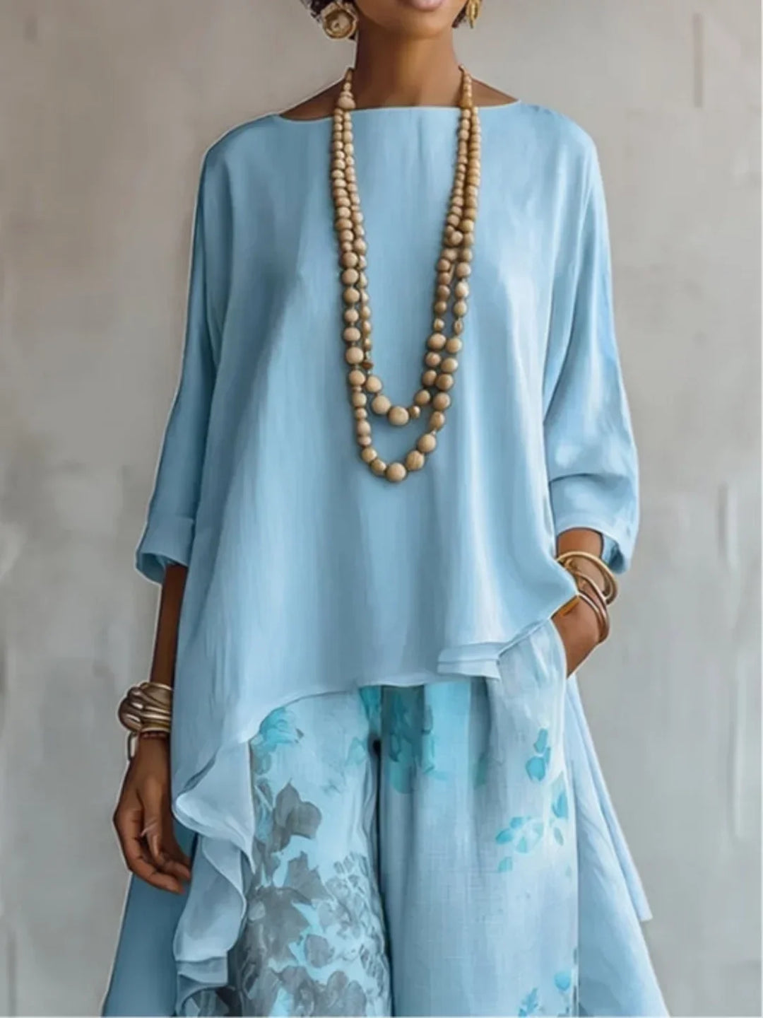Celeste | Tweedelige set met asymmetrische top