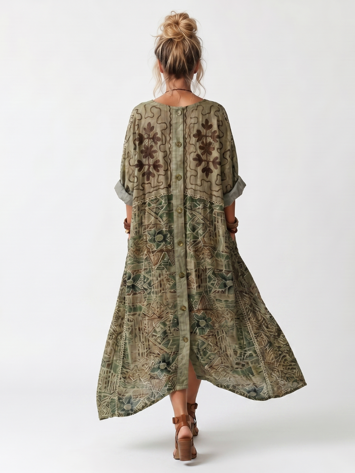 Aletta | Oversized midi-jurk met knoopsluiting en zakken