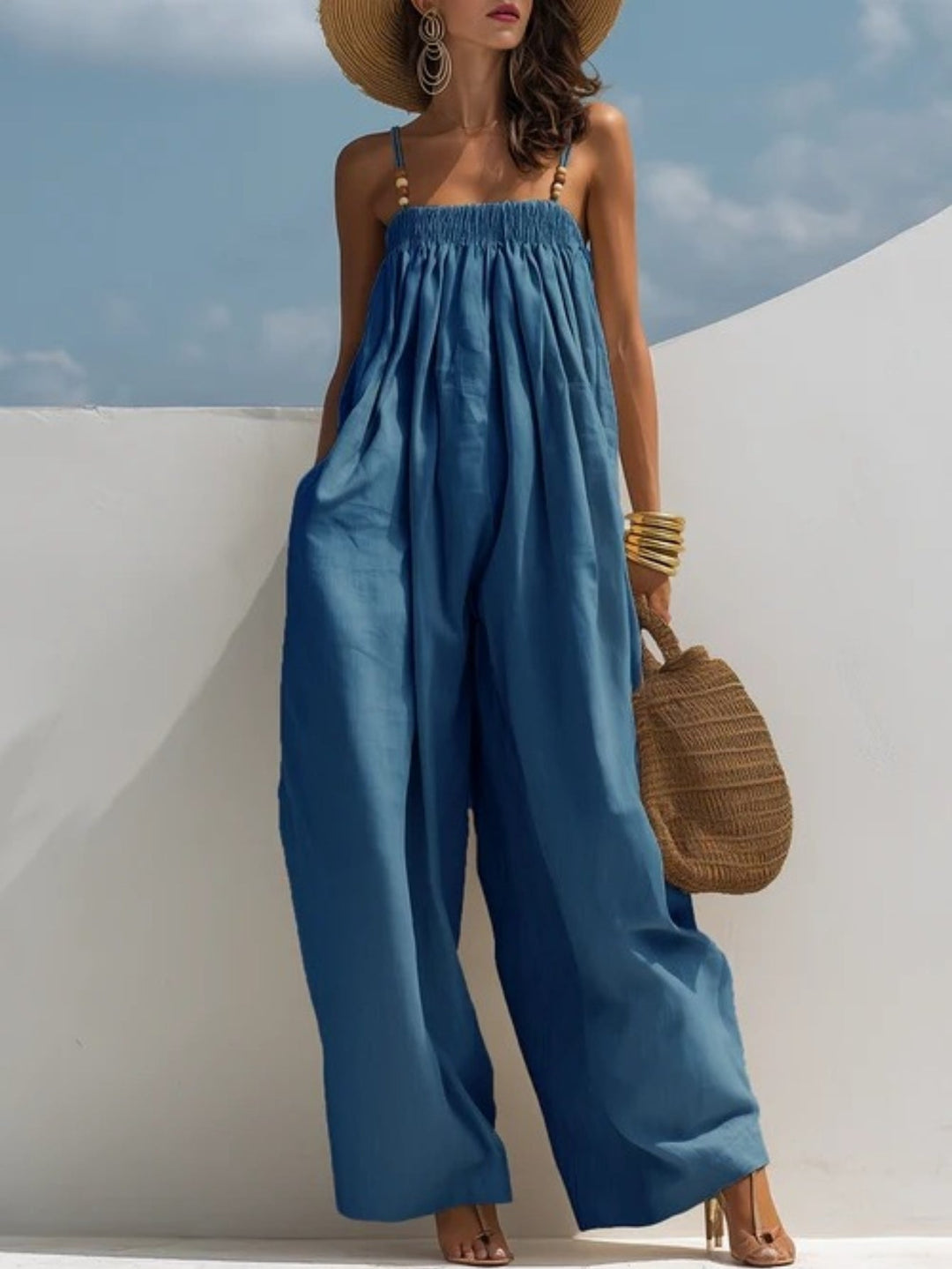 Monica | Denim jumpsuit met wijde benen