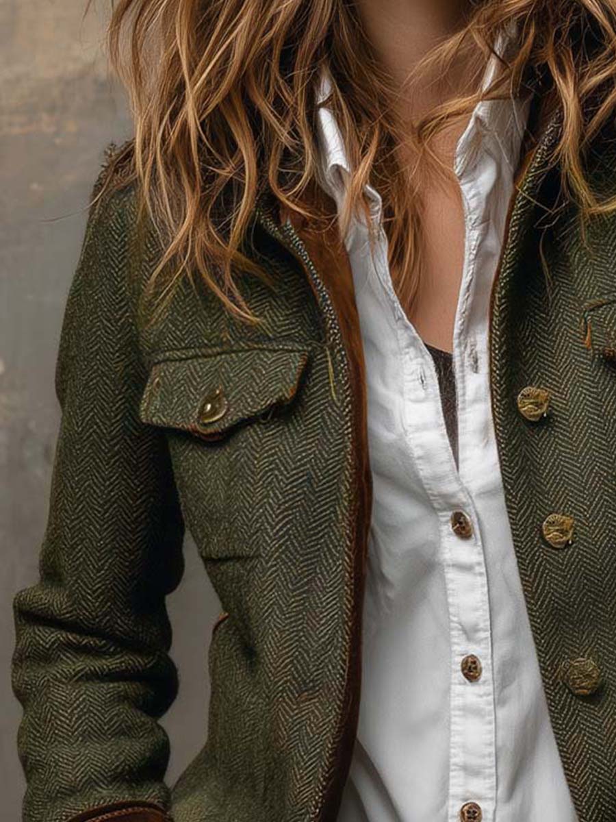 Honorine | Blazer met contrasterend chevronpatroon