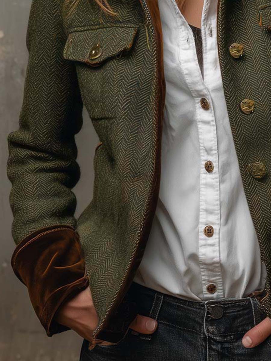 Honorine | Blazer met contrasterend chevronpatroon