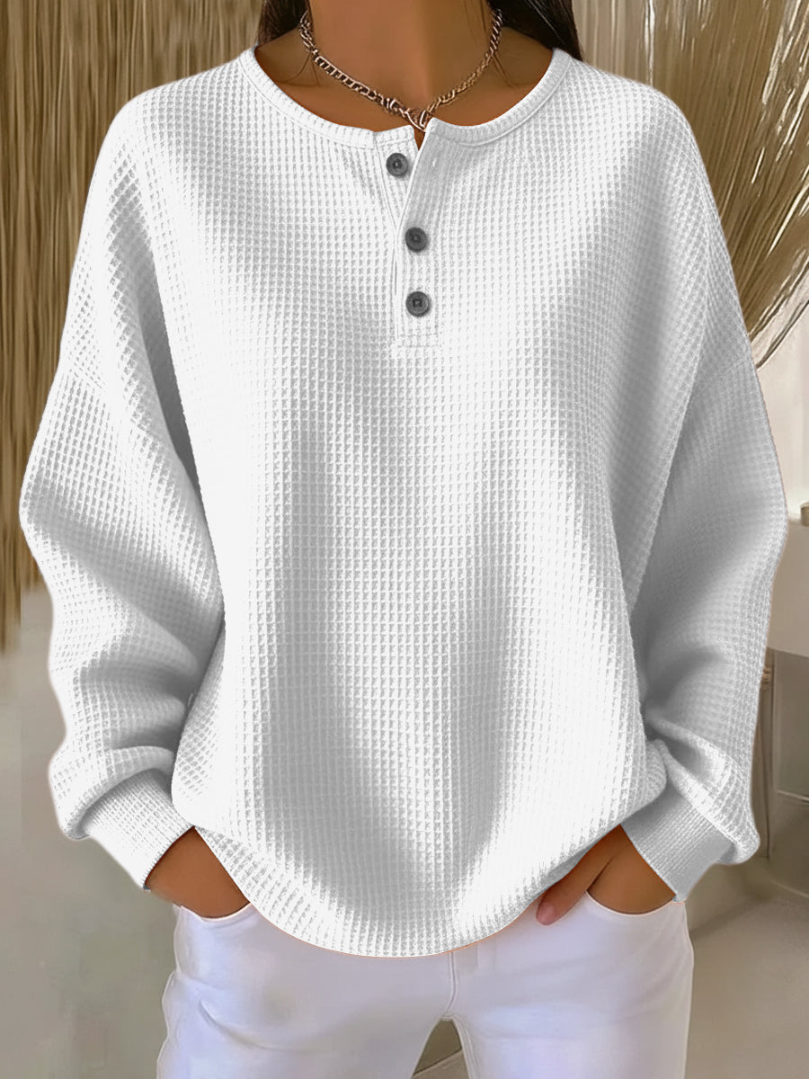 Mirabel™ | Gezellige Wafel Henley Sweatshirt