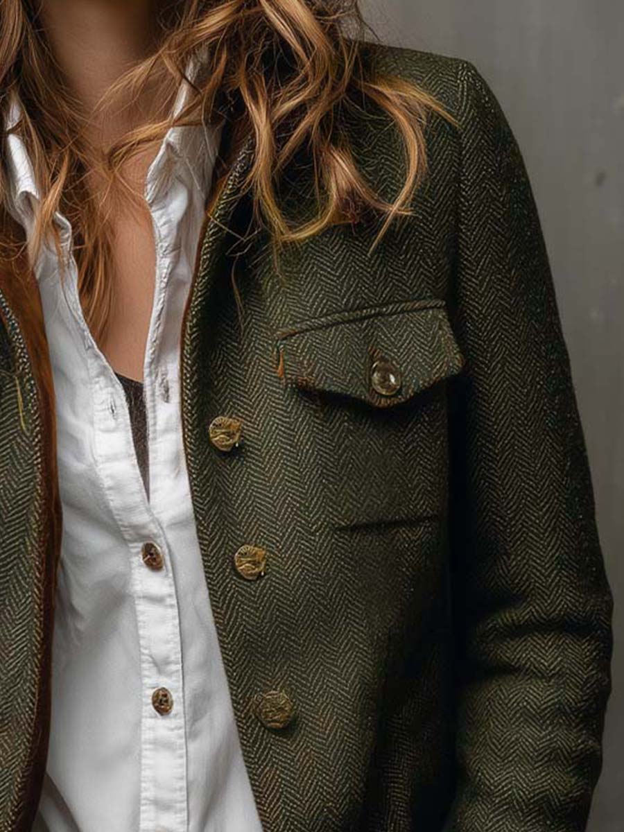 Honorine | Blazer met contrasterend chevronpatroon