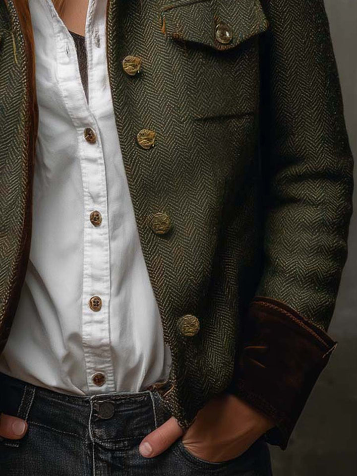 Honorine | Blazer met contrasterend chevronpatroon