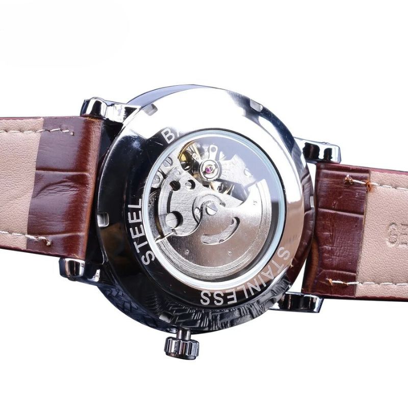 Mode Luxe Leer Volledig Automatische Mechanische Horloge