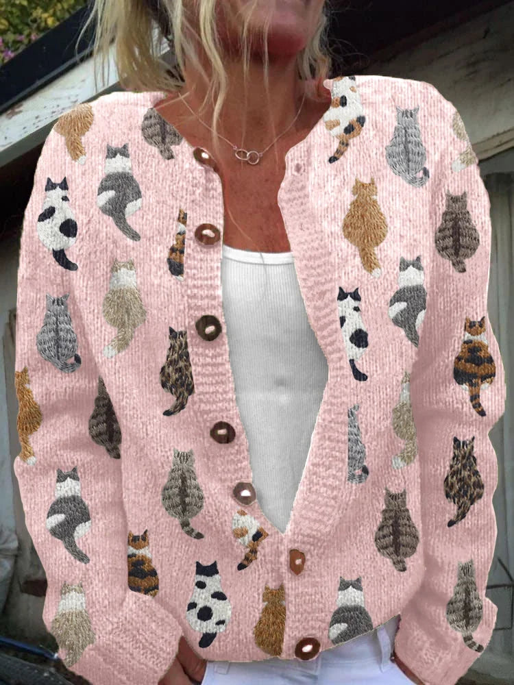 Anna | Gebreide cardigan met dierenprint