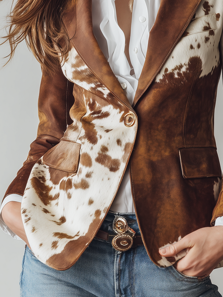 Agathe | Blazer met koeienpatroon