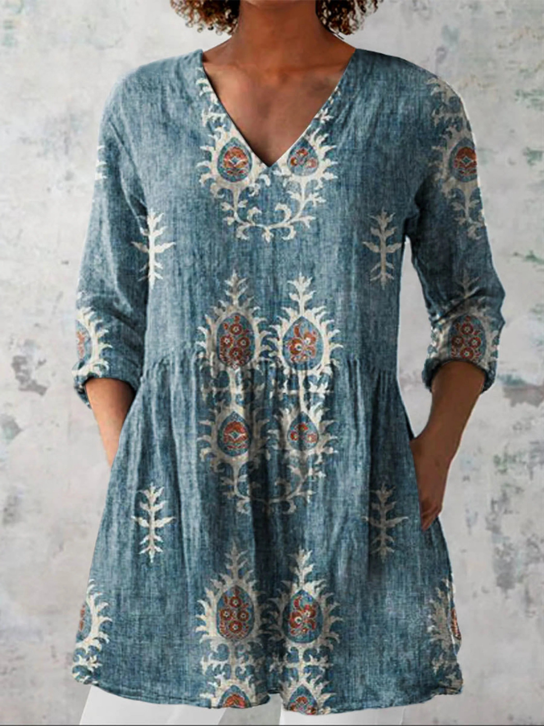 Blair | Lange Blouse met expressief patroon
