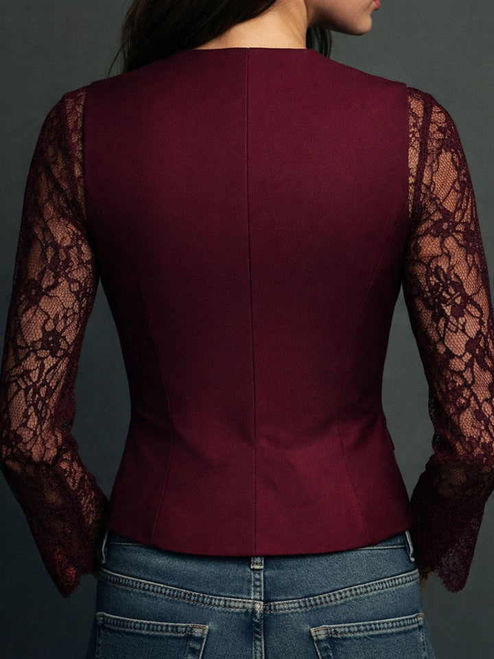 Noémie | Zwarte blazer met doorschijnende mouwen