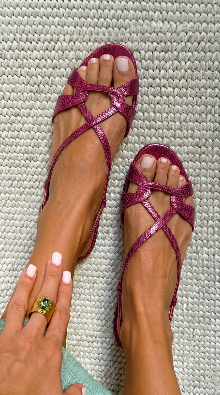Elena | Elegante Slingback Sandalen met Slangenprint