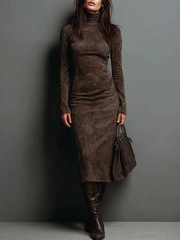 Lorena | Lange bruine midi-jurk