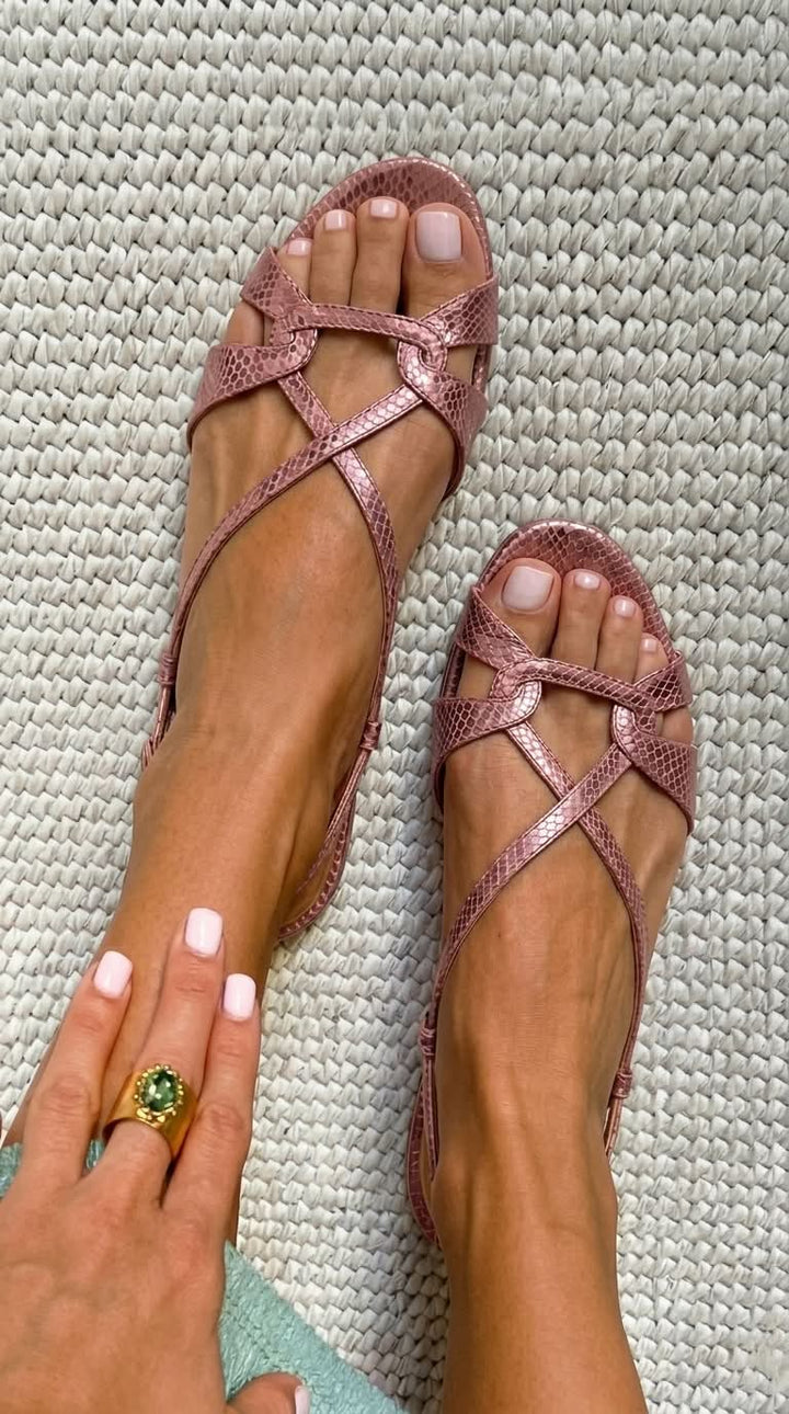 Elena | Elegante Slingback Sandalen met Slangenprint