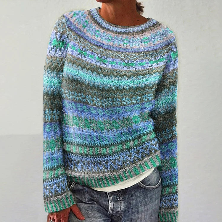 Florence | Trui met oceaankleurig patroon