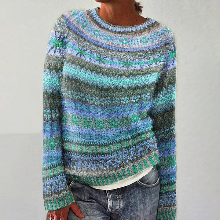 Florence | Trui met oceaankleurig patroon