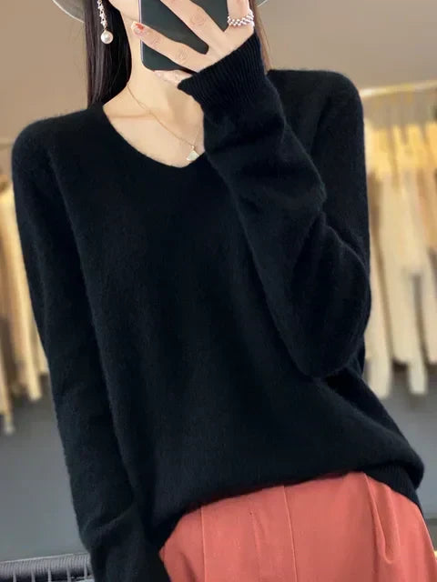 DELACROIX | Pull Col V Maille Douce Martine