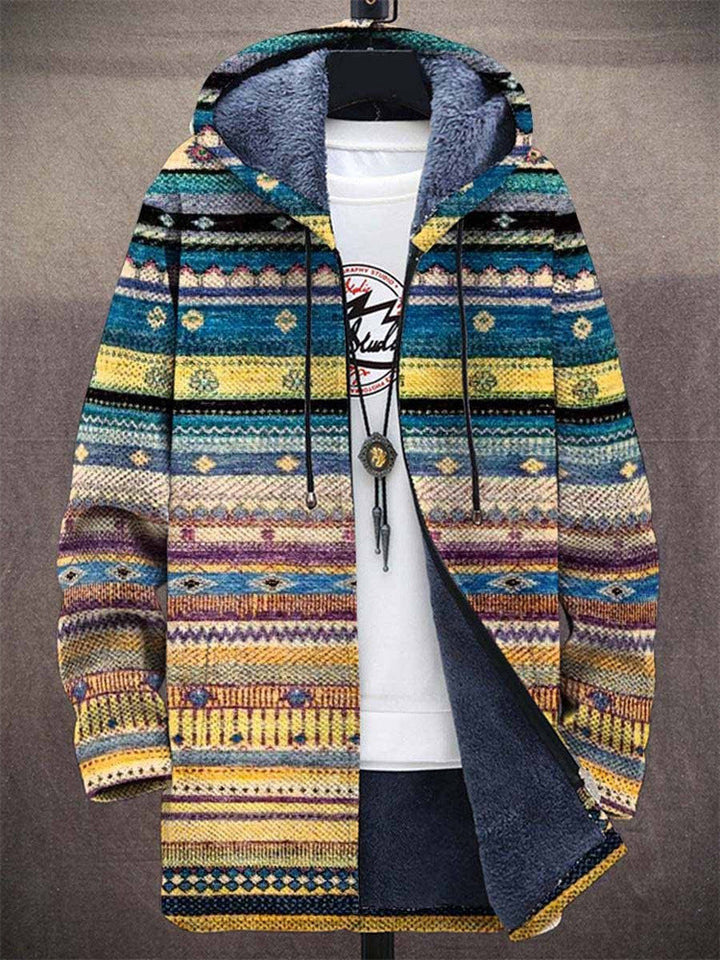 Goudsbloem | Vest met capuchon en artistiek patroon