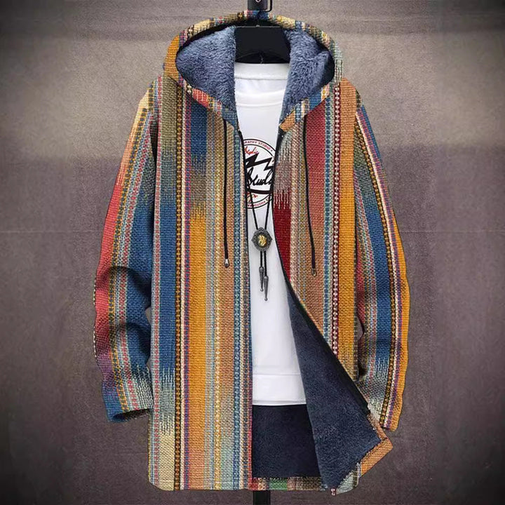 Goudsbloem | Vest met capuchon en artistiek patroon