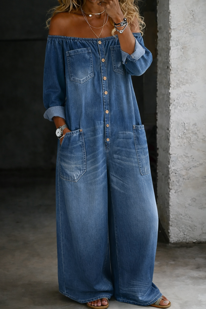 Elena | Off-shoulder jumpsuit met lange mouwen