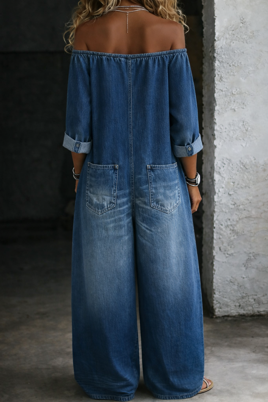 Elena | Off-shoulder jumpsuit met lange mouwen