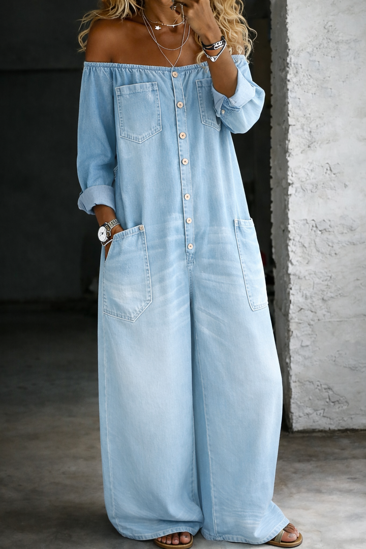 Elena | Off-shoulder jumpsuit met lange mouwen