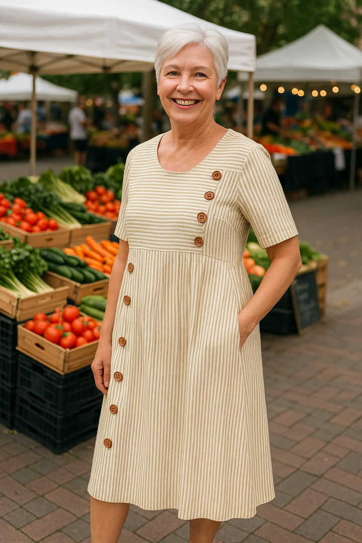 Brienne | Gestreepte Midi-jurk – Moeiteloze Comfort, Dagelijkse Zelfvertrouwen