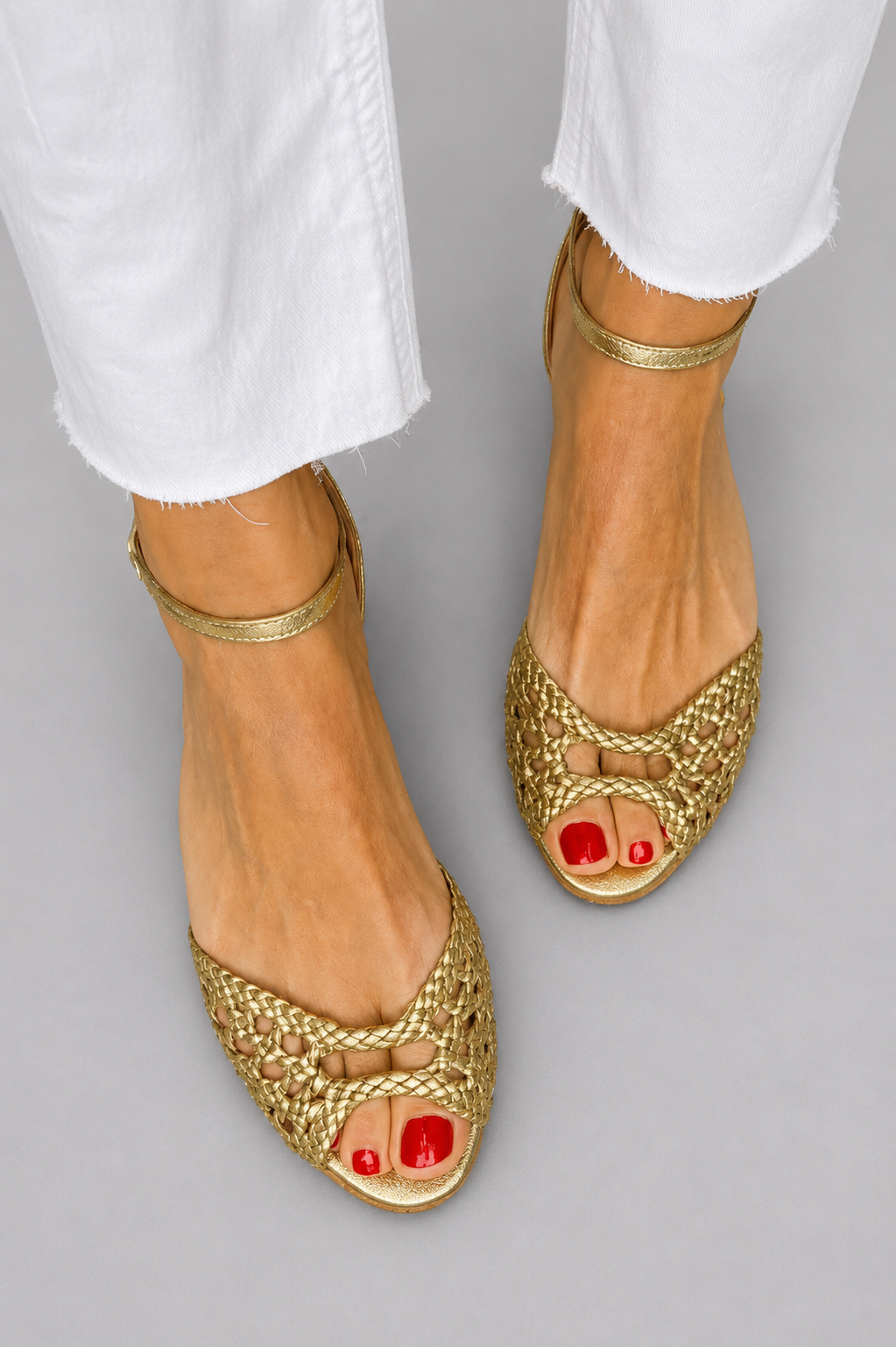 Isadora | Gevlochten Gouden Sandalen
