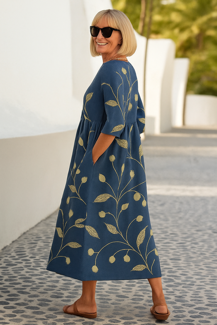 Elize - Ontspannen Midi-jurk - Moeiteloze Elegantie, Dagelijks Comfort